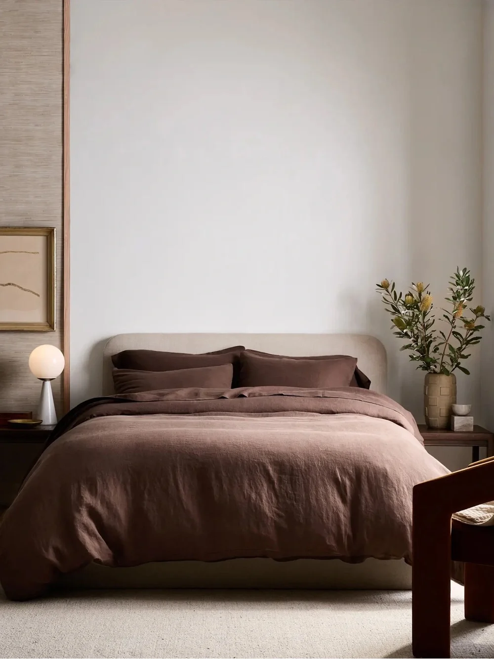 Quince European Linen Duvet Cover Set Full/Queen Espresso 3 Piece